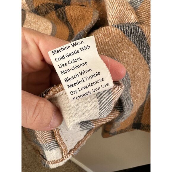 Automet Womens Brown Shacket Medium Plaid collared button up Nylon long sleeve - Picture 7 of 9